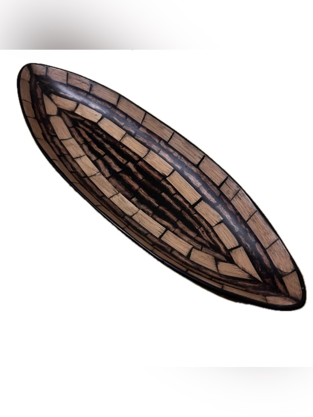 Decorative bamboo inlay oval tray